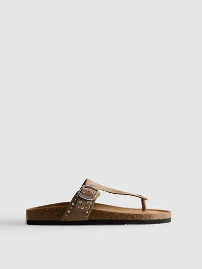 Studded T-Bar Footbed Sandals