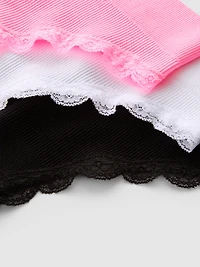 3pk Seamless Ribbed Lace Thongs
