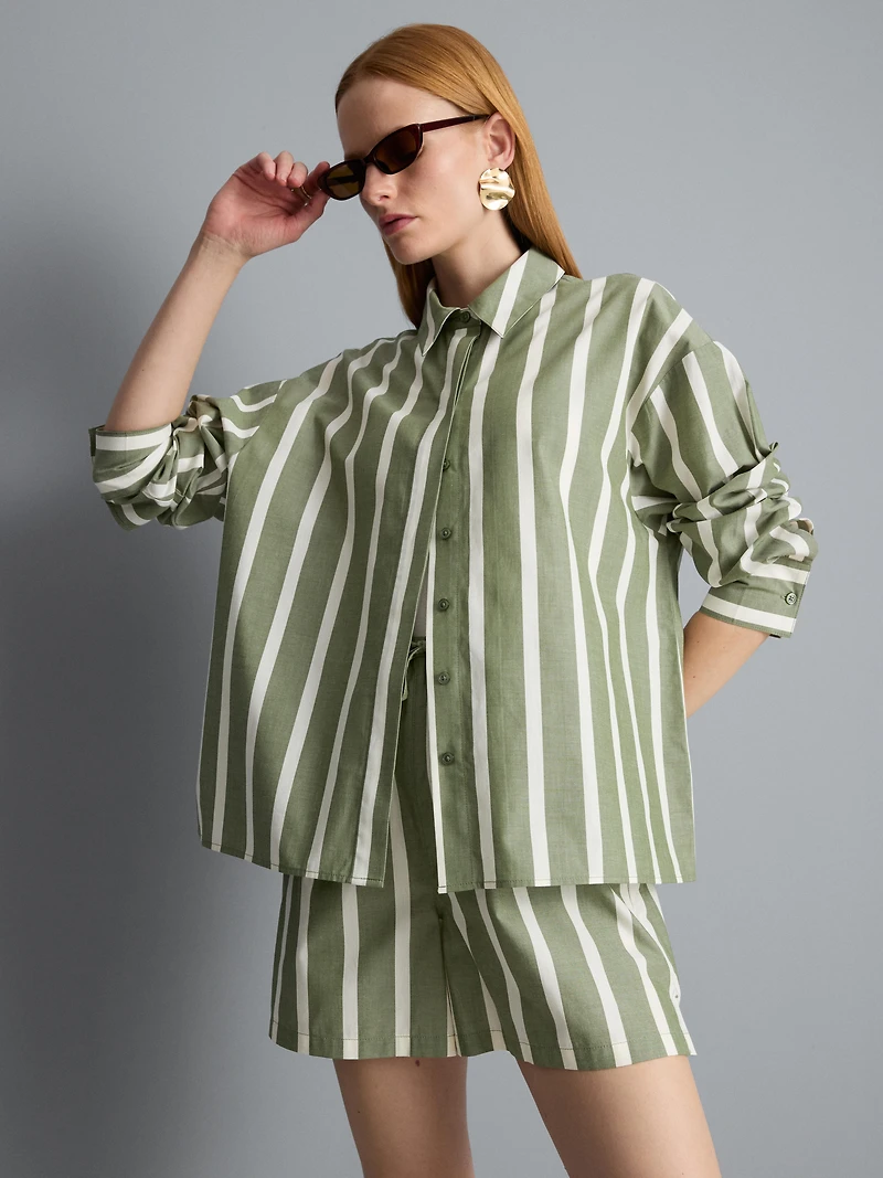 Cotton Poplin Striped Shirt