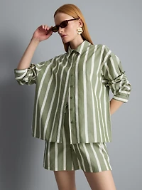 Cotton Poplin Striped Shirt