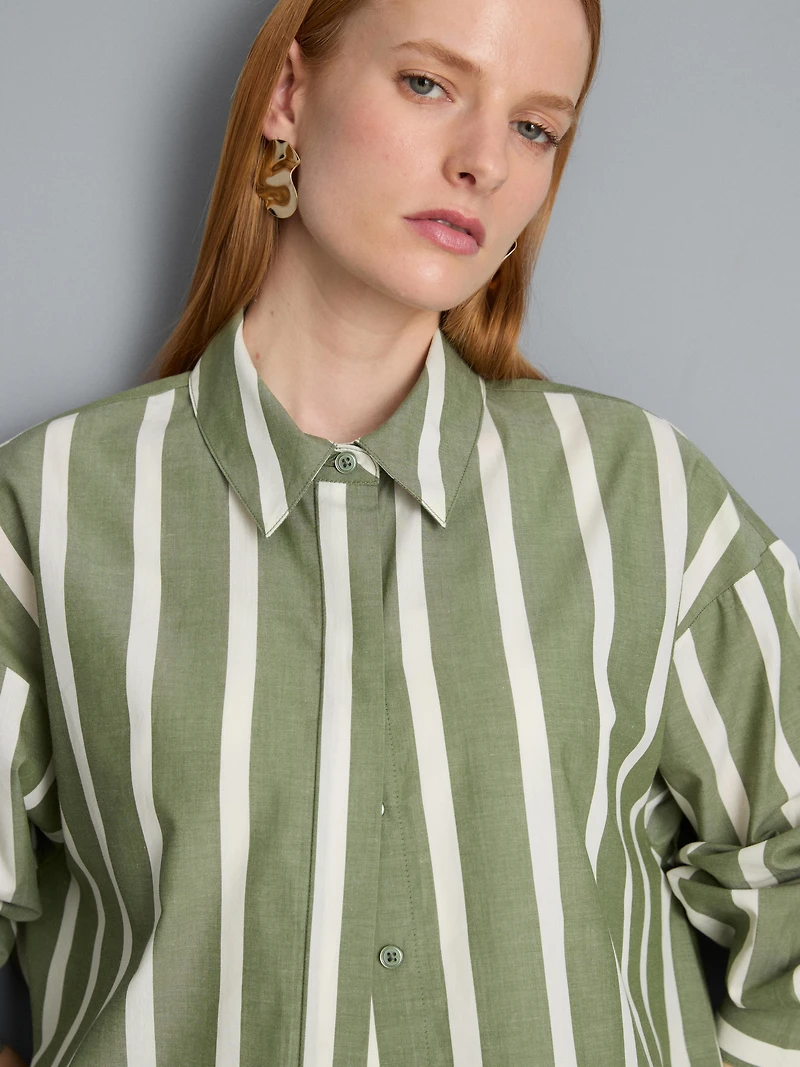 Cotton Poplin Striped Shirt