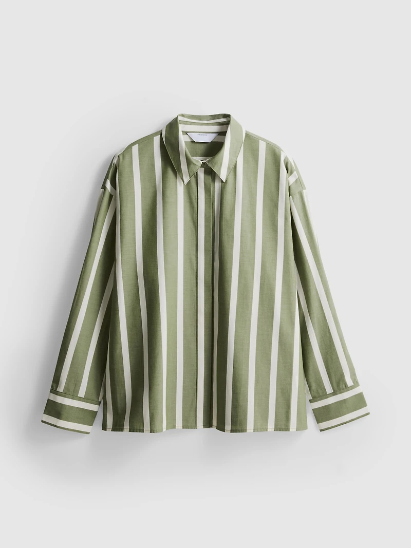 Cotton Poplin Striped Shirt