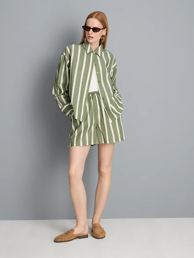 Cotton Poplin Striped Shorts
