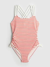 7-15yrs | Stripe Ruched Swimsuit