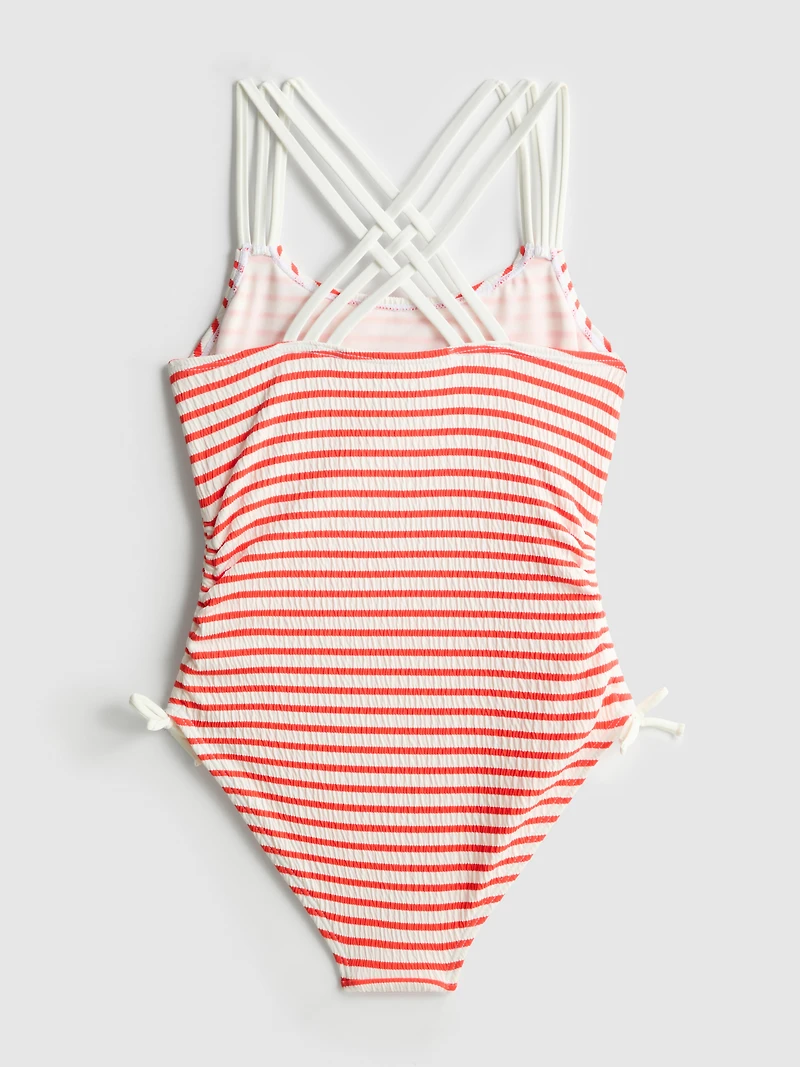 7-15yrs | Stripe Ruched Swimsuit