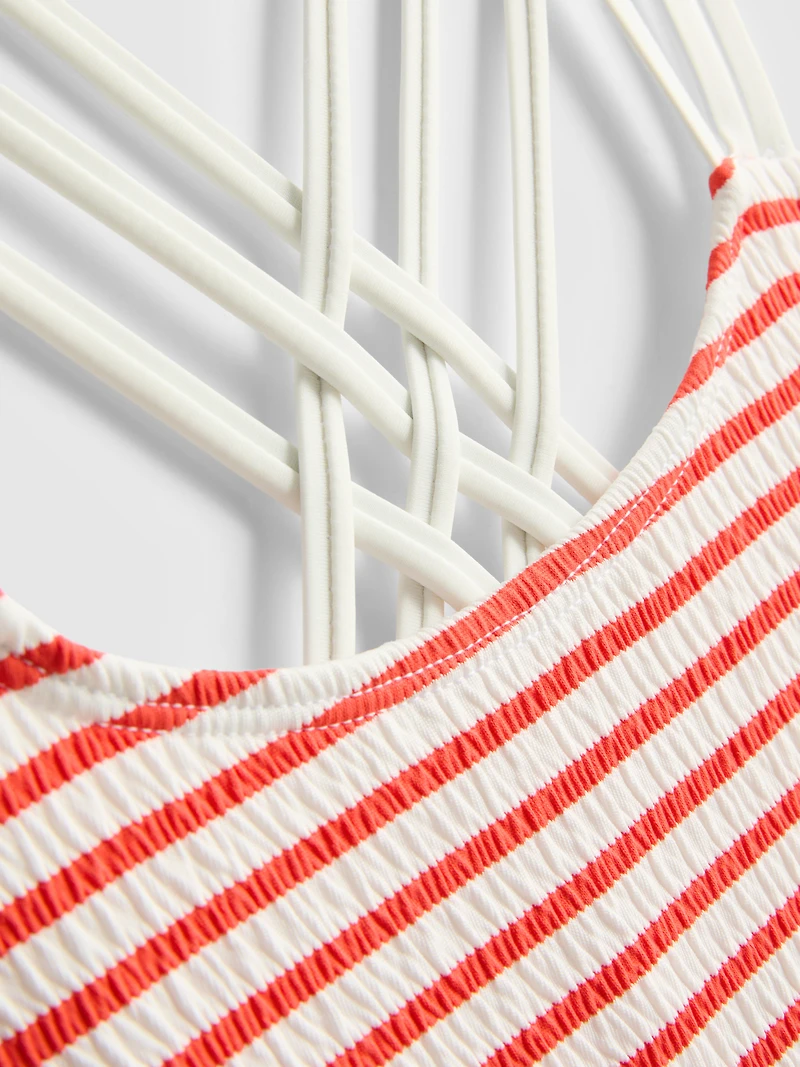 7-15yrs | Stripe Ruched Swimsuit