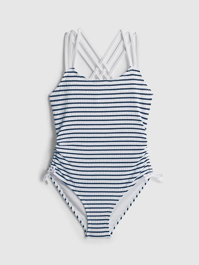 7-15yrs | Stripe Ruched Swimsuit