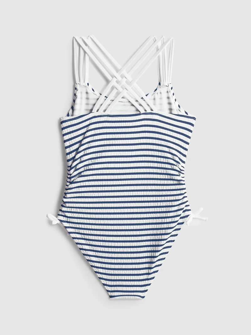 7-15yrs | Stripe Ruched Swimsuit