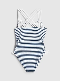 7-15yrs | Stripe Ruched Swimsuit