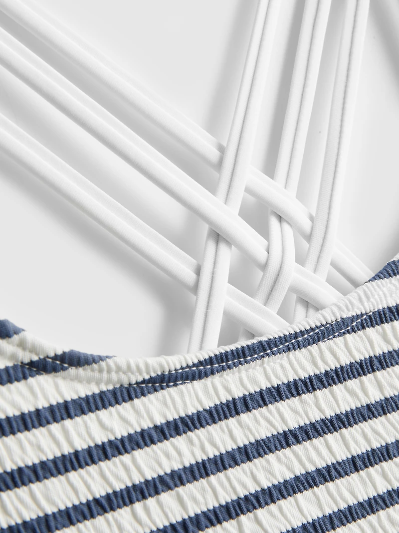 7-15yrs | Stripe Ruched Swimsuit