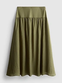 Dropped-Waist Midi Skirt