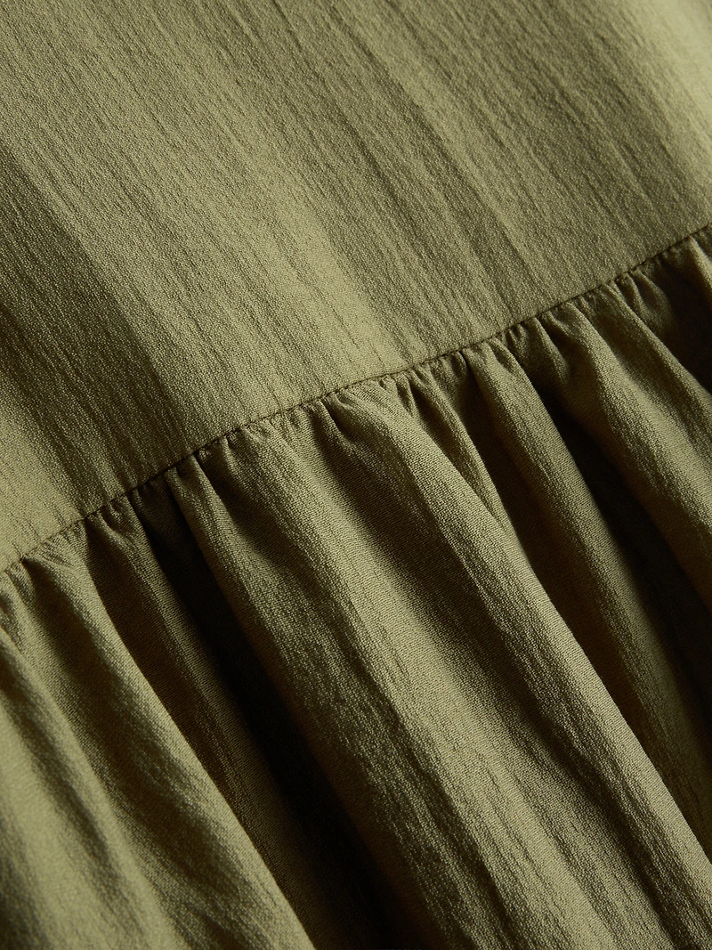 Dropped-Waist Midi Skirt