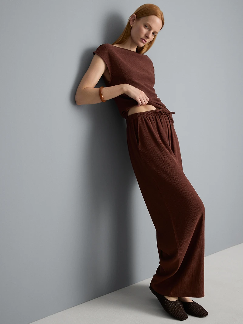 Crinkle Wide Leg Pants