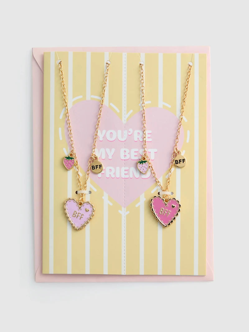 2pk BFF Heart Necklaces