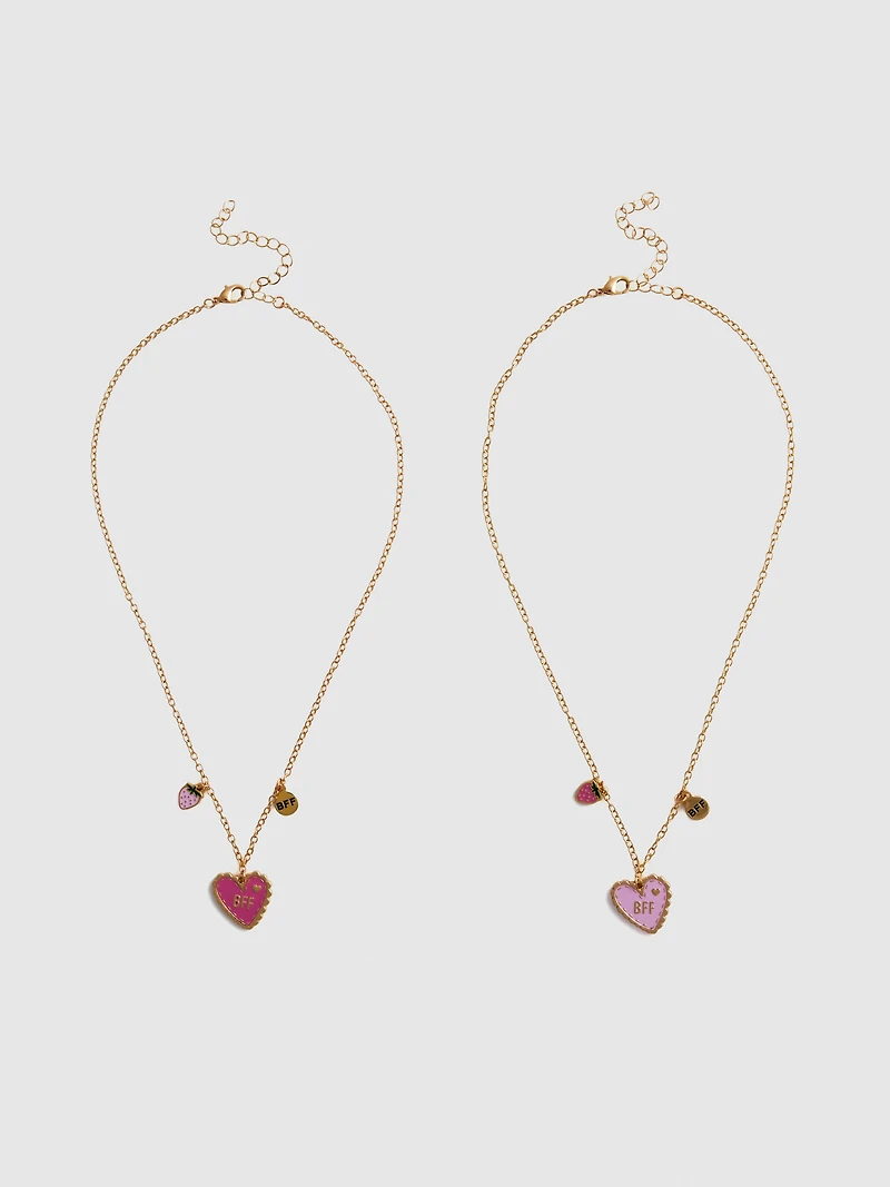 2pk BFF Heart Necklaces