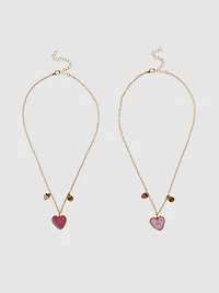 2pk BFF Heart Necklaces