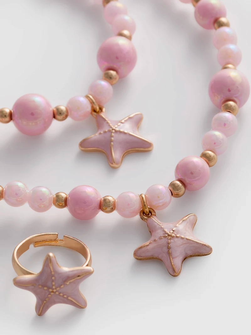 3-Piece Starfish Charm Jewelry Set