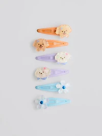 6pk Dog Charm Snap Hair Clips