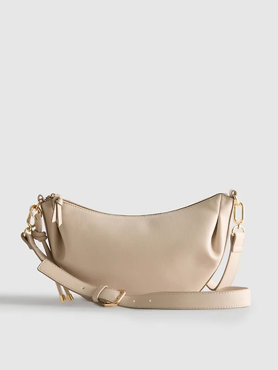 Faux Leather Sling Crossbody Bag