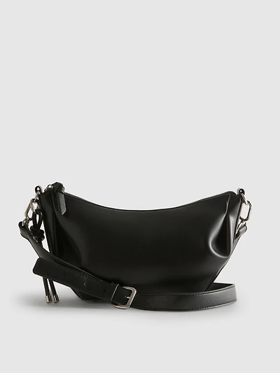 Faux Leather Sling Crossbody Bag