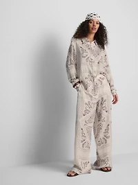 Paula Echevarría Paisley Crushed Satin Button-Up Shirt