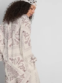 Paula Echevarría Paisley Crushed Satin Button-Up Shirt
