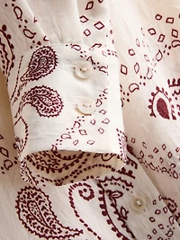 Paula Echevarría Paisley Crushed Satin Button-Up Shirt
