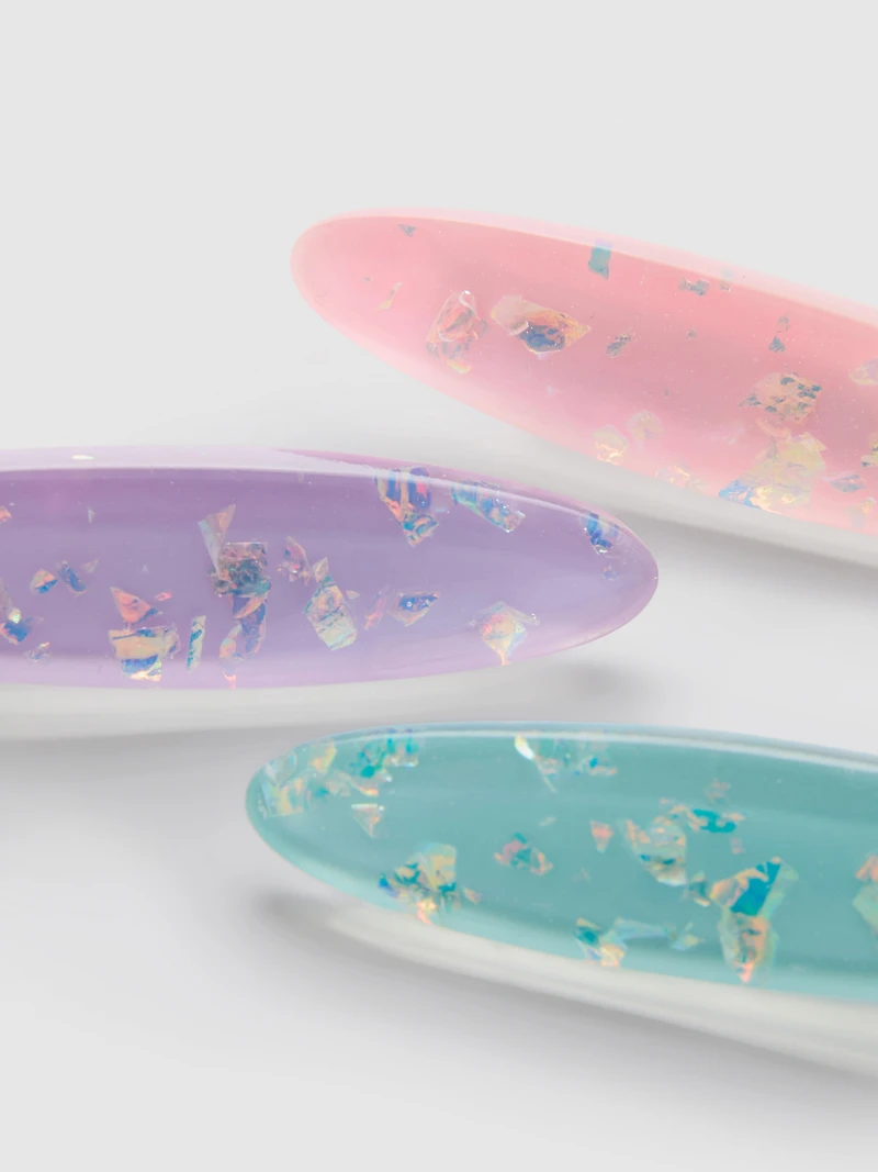 3pk Oval Resin Hair Clips