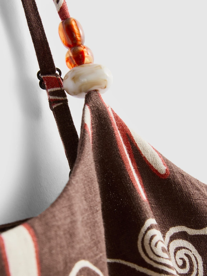 The Edit Linen-Blend Printed Tank Top