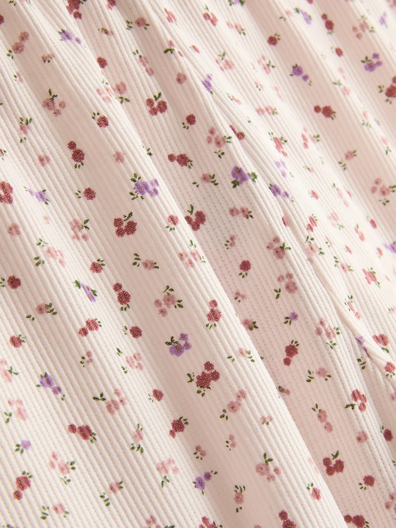 Printed Ribbed Pajama Shorts