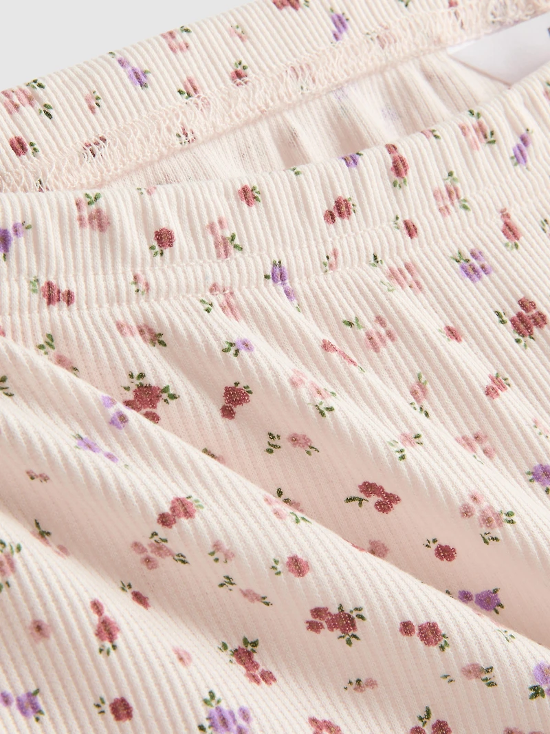 Printed Ribbed Pajama Shorts