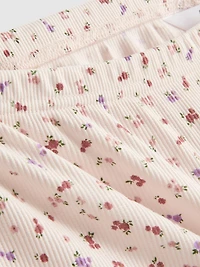 Printed Ribbed Pajama Shorts