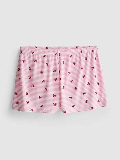 Printed Ribbed Pajama Shorts
