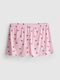 Printed Ribbed Pajama Shorts