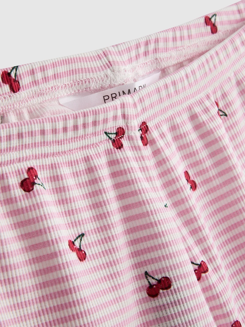 Printed Ribbed Pajama Shorts