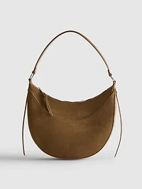 Faux Suede Moon Shoulder Bag