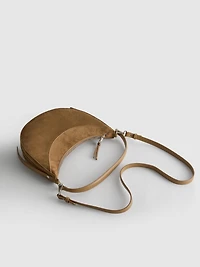 Faux Suede Moon Shoulder Bag