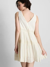 V-Neck Crinkle Mini Dress