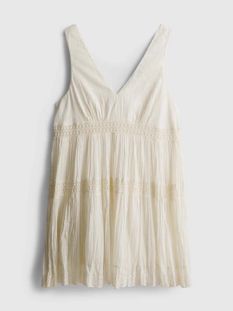 V-Neck Crinkle Mini Dress