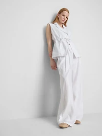 The Edit Pleated Linen Wide-Leg Pants