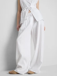 The Edit Pleated Linen Wide-Leg Pants