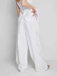 The Edit Pleated Linen Wide-Leg Pants