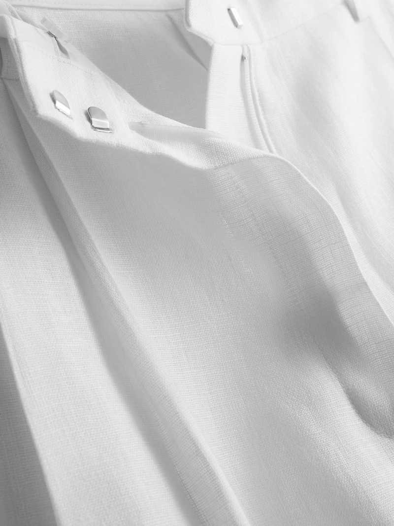 The Edit Pleated Linen Wide-Leg Pants