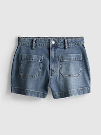 Cotton Denim Front-Pocket Shorts