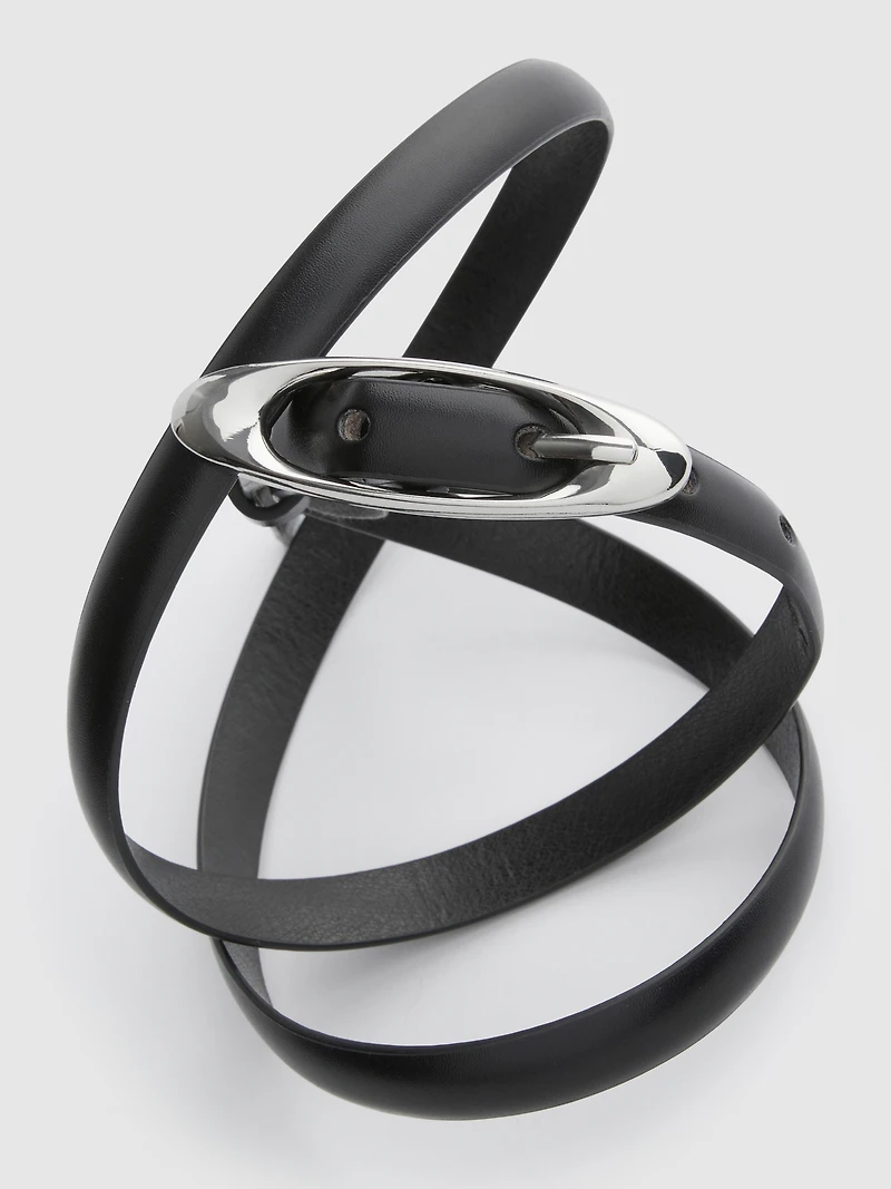 Oval Buckle Skinny Belt
