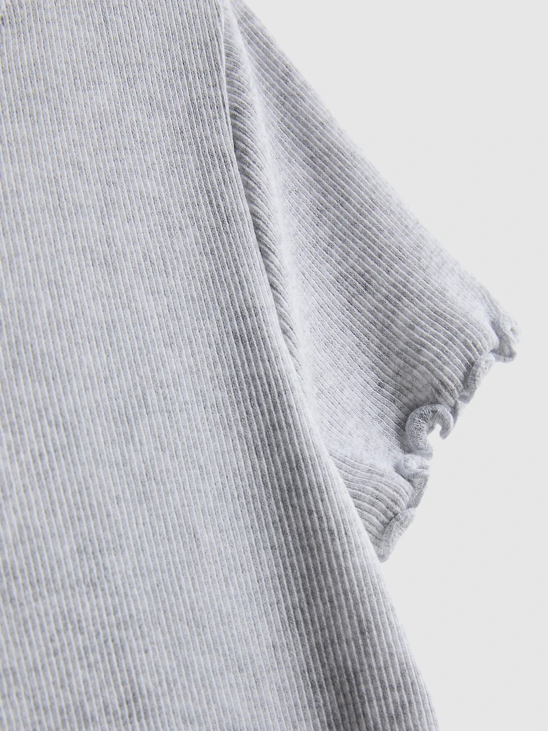 1.5-8yrs | Ribbed Lettuce Trim T-Shirt