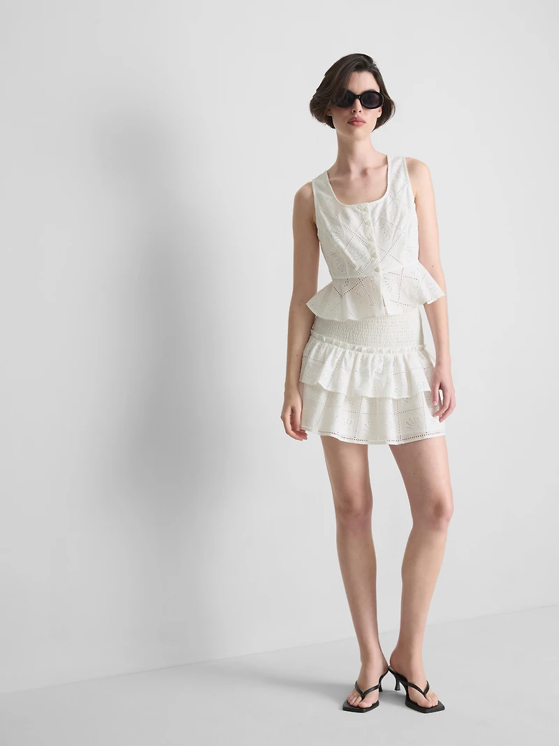 Cotton Cropped Cutwork Cami Top