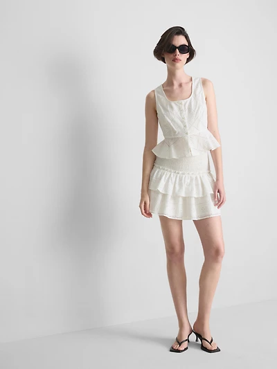Cotton Cropped Cutwork Cami Top