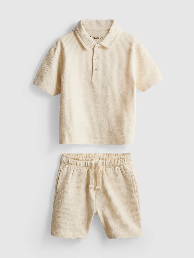 1-9yrs | Textured Polo Shirt and Shorts Set