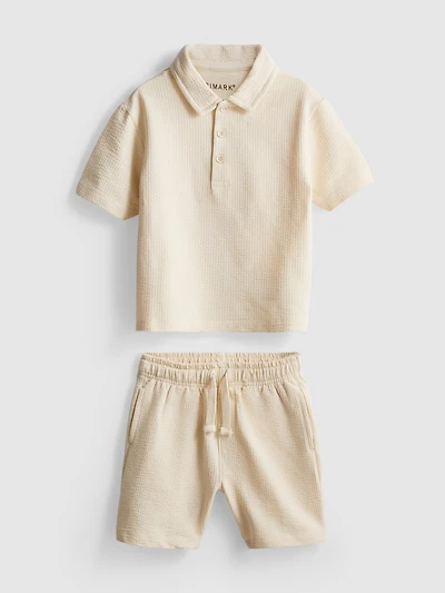 1-9yrs | Textured Polo Shirt and Shorts Set